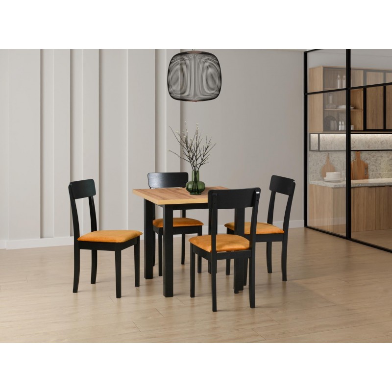 Eleganter Küchentisch MAX VIII Ausziehbarer mit schwarzen Beinen aus Artisan Eiche 3/9