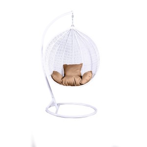 Garten Hängesessel, Schaukel, Kokon Korb, aus Technorattan - COBE Weiß + Braun Kissen 2/9
