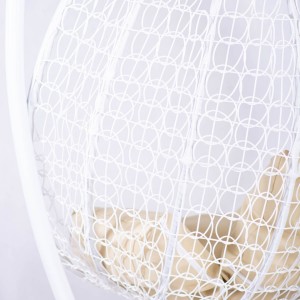 Garten Hängesessel, Schaukel, Kokon Korb, aus Technorattan - COBE Weiß + Braun Kissen 4/9