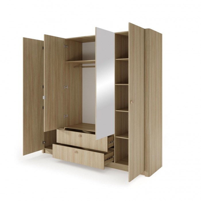 Viertüriger Kleiderschrank MILA mit Spiegel und...