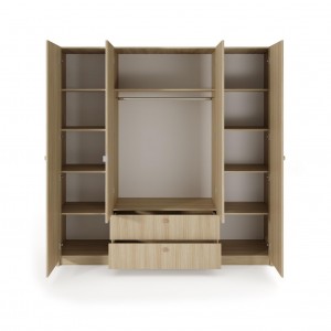 Viertüriger Kleiderschrank MILA mit Spiegel und Schubladen im skandinavischen Stil 5/9