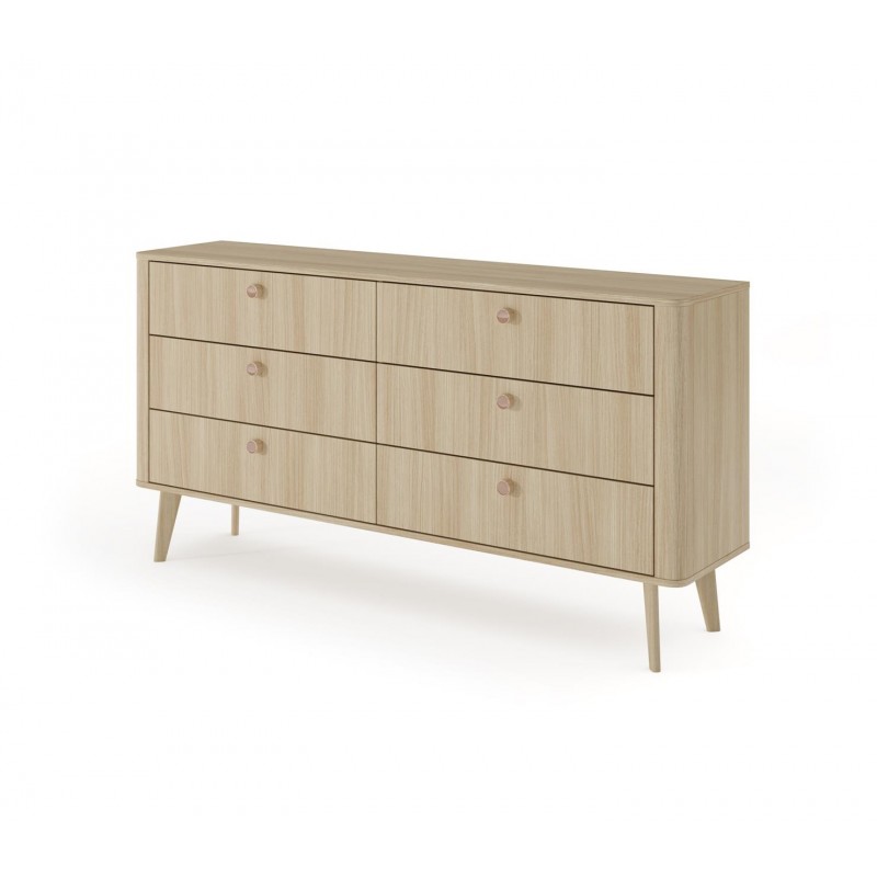 Breite Kommode MILA 163 cm mit Schubladen im skandinavischen Stil auf Holzbeinen 1/9