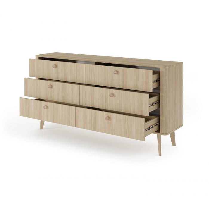Breite Kommode MILA 163 cm mit Schubladen im skandinavischen Stil auf Holzbeinen