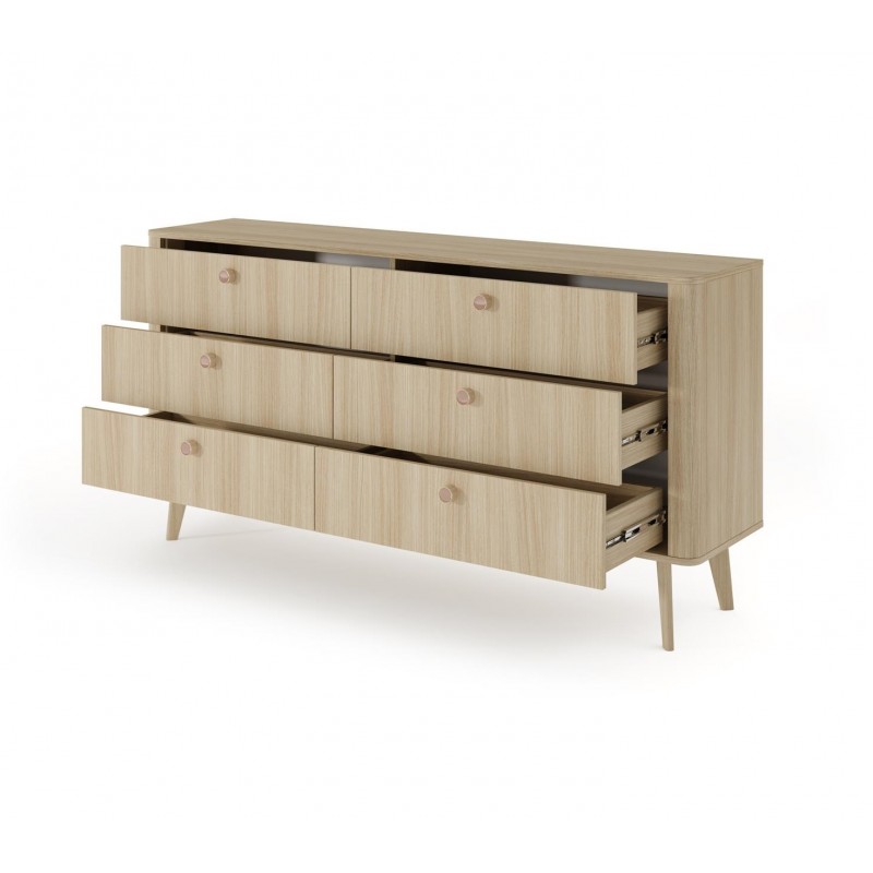 Breite Kommode MILA 163 cm mit Schubladen im skandinavischen Stil auf Holzbeinen 2/9