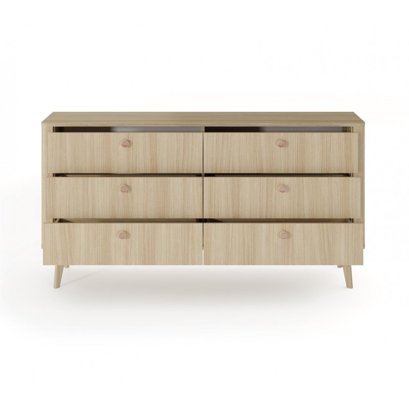 Breite Kommode MILA 163 cm mit Schubladen im skandinavischen Stil auf Holzbeinen 5/9