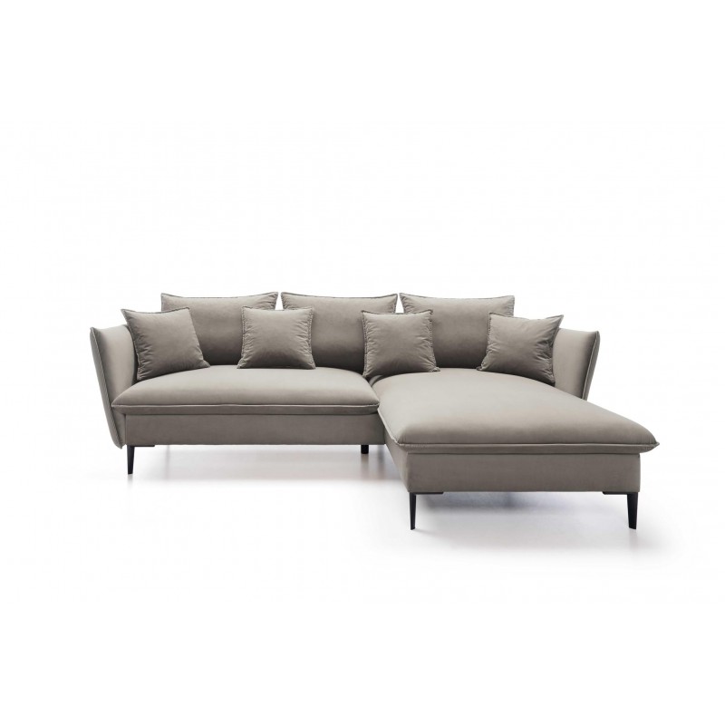 ROSSA beige ausklappbares Ecksofa mit Bettzeugablage und Kissen 1/9