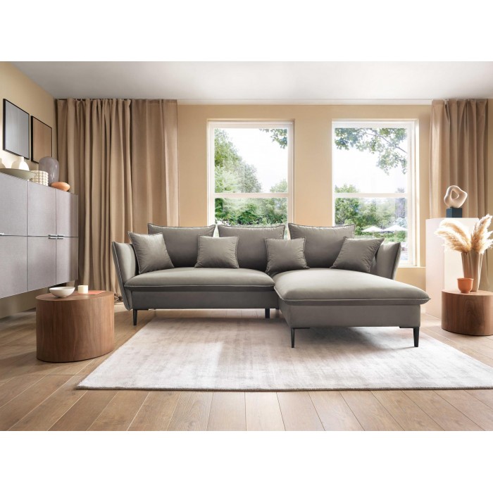 ROSSA beige ausklappbares Ecksofa mit...