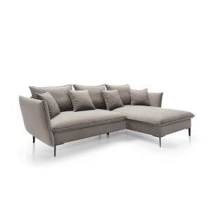 ROSSA beige ausklappbares Ecksofa mit Bettzeugablage und Kissen 5/9