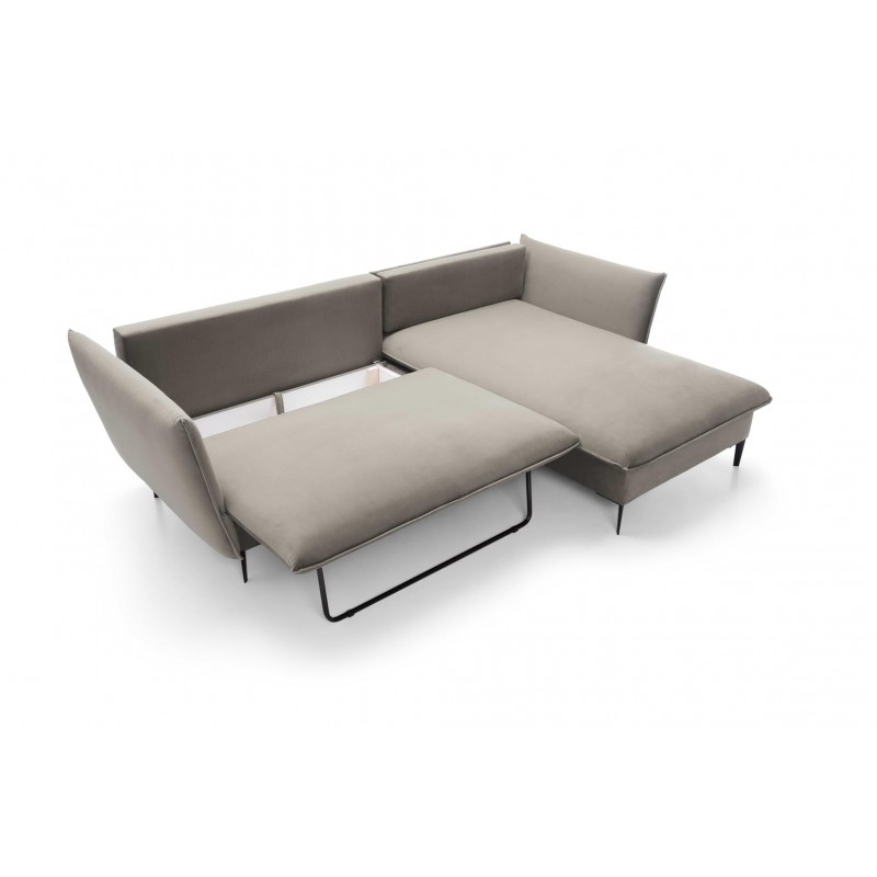 ROSSA beige ausklappbares Ecksofa mit Bettzeugablage und Kissen 8/9