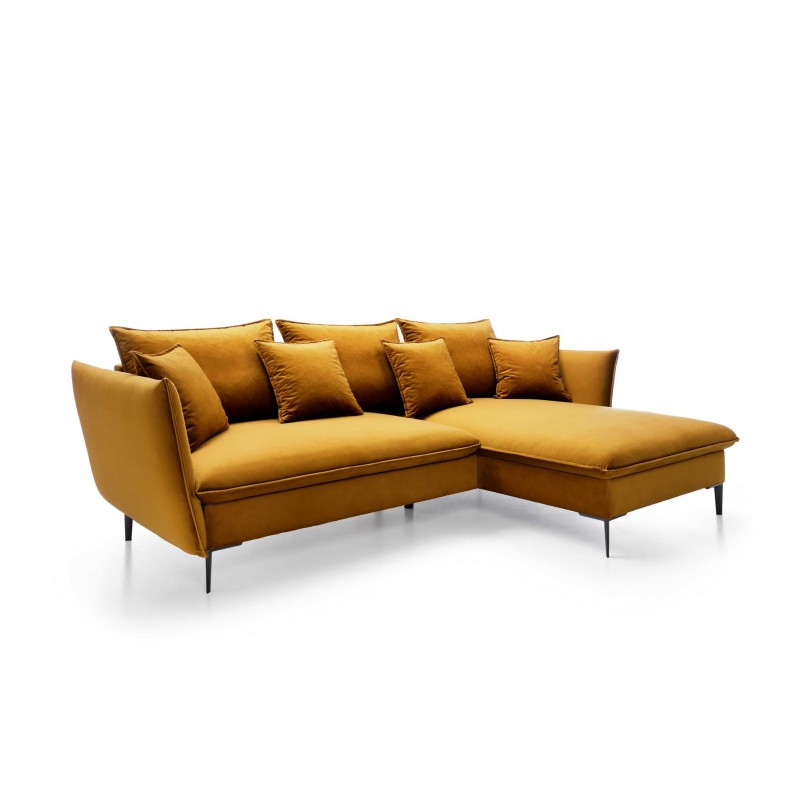 Schlafsofa ROSSA honig mit Bettzeugablage und Kissen 3/9