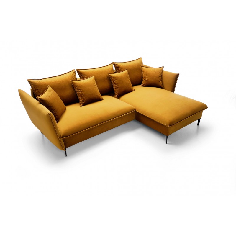Schlafsofa ROSSA honig mit Bettzeugablage und Kissen 5/9