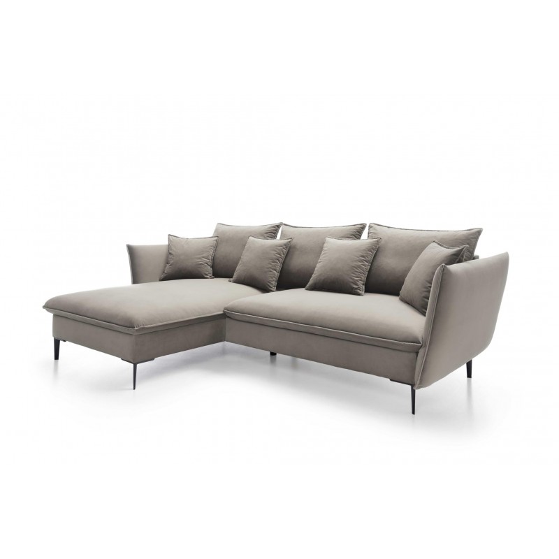 ROSSA beige ausklappbares Ecksofa mit Bettzeugablage und Kissen 13/9