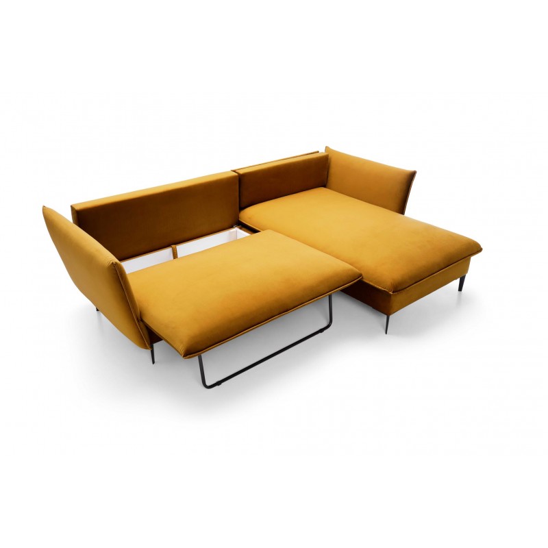 Schlafsofa ROSSA honig mit Bettzeugablage und Kissen 8/9