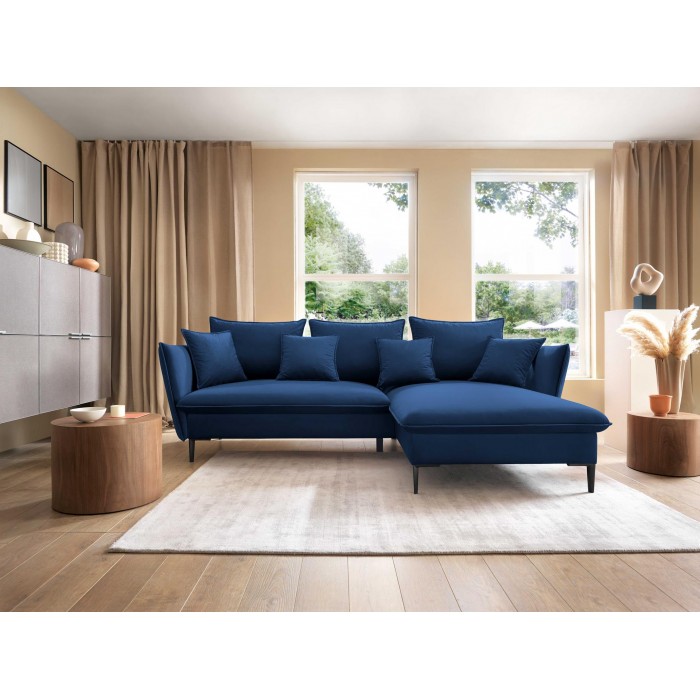 Ausgeklapptes Ecksofa ROSSA navy blue mit...