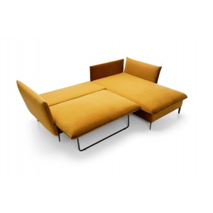 Schlafsofa ROSSA honig mit Bettzeugablage und Kissen 9/9