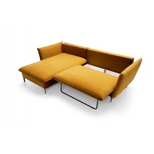Schlafsofa ROSSA honig mit Bettzeugablage und Kissen 18/9