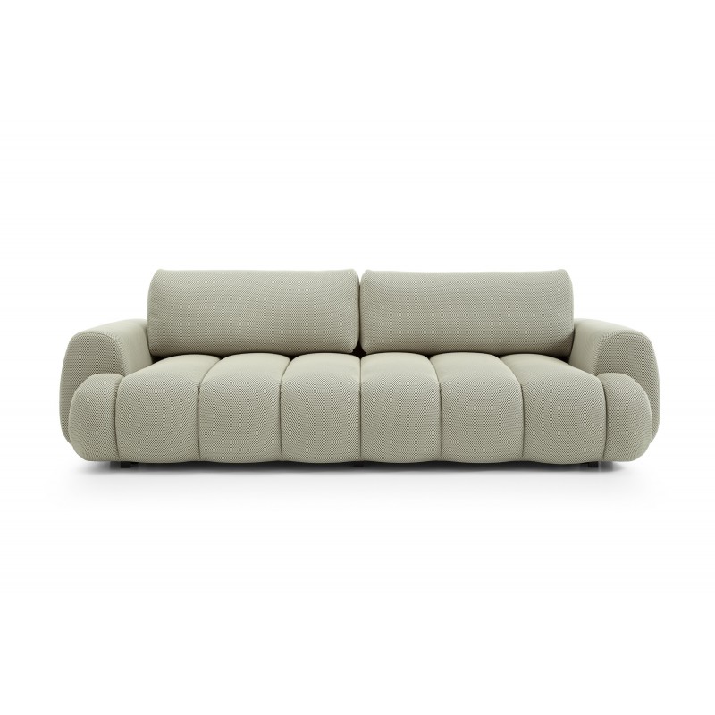 Modernes beiges Sofa mit gestepptem Sitz und Schlaffunktion