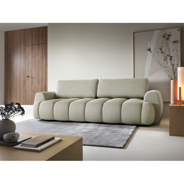 Modernes beiges Sofa mit gestepptem Sitz und...