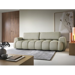 Modernes beiges Sofa mit gestepptem Sitz und Schlaffunktion 2/9