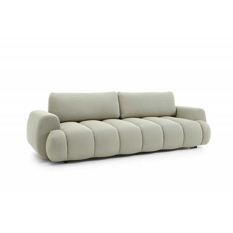 Modernes beiges Sofa mit gestepptem Sitz und Schlaffunktion 3/9