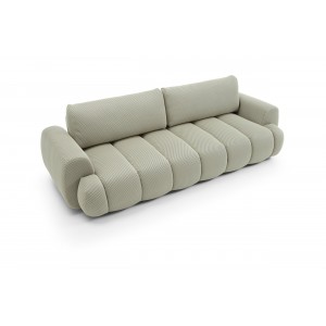 Modernes beiges Sofa mit gestepptem Sitz und Schlaffunktion 7/9