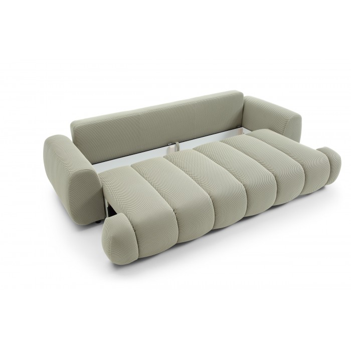 Modernes beiges Sofa mit gestepptem Sitz und Schlaffunktion