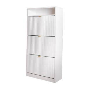 Modischer dreitüriger Schuhhochschrank MIA Weiß 1/9