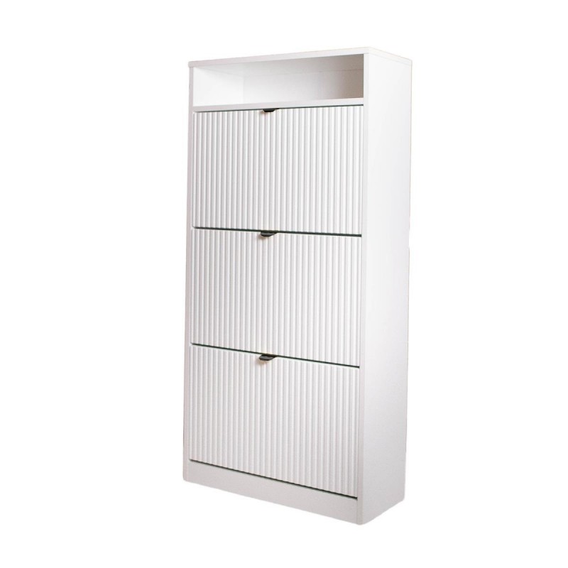 Weißer dreitüriger Schuhschrank MIA schwarzer Griff 1/9