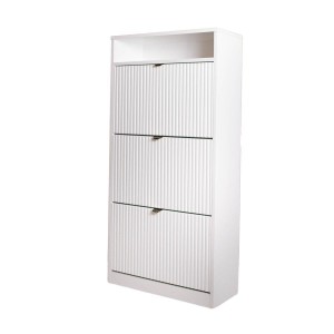 Weißer dreitüriger Schuhschrank MIA schwarzer Griff 1/9