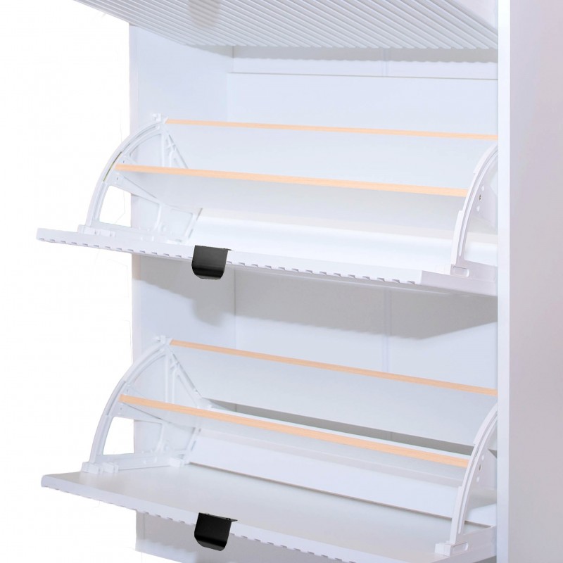 Weißer dreitüriger Schuhschrank MIA schwarzer Griff 5/9