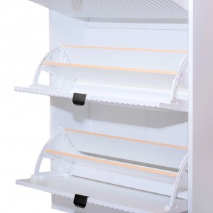 Weißer dreitüriger Schuhschrank MIA schwarzer Griff 5/9