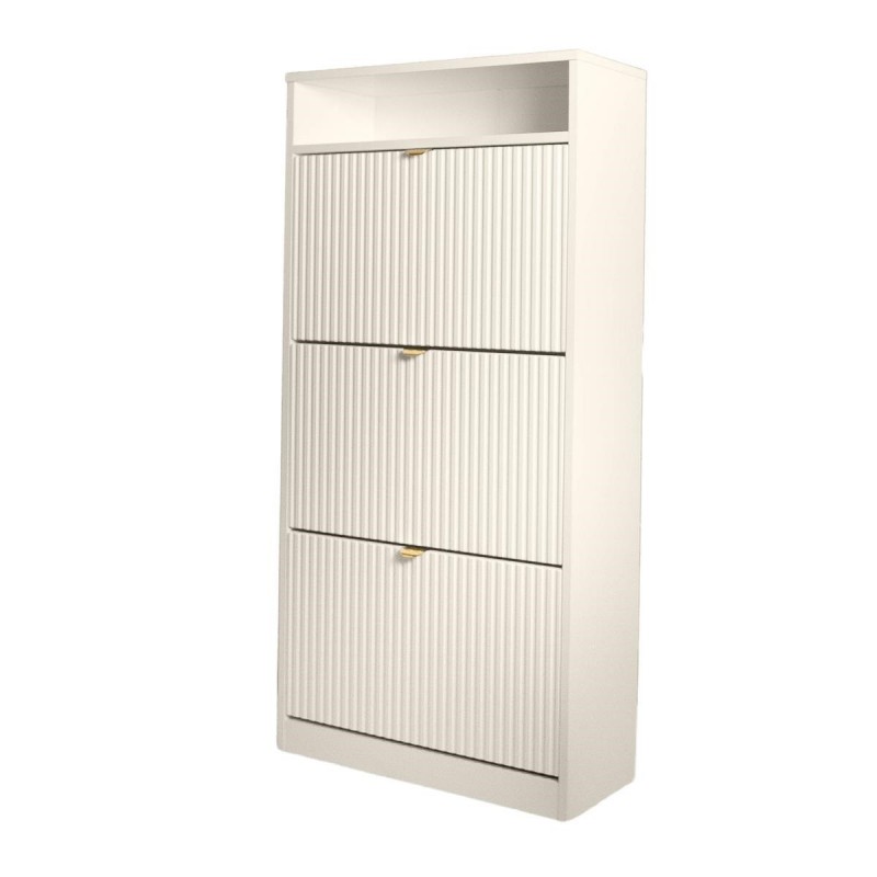 Eleganter dreitüriger geriffelter Schuhschrank MIA Cashmere Goldgriff