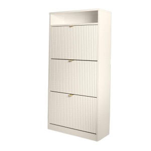 Eleganter dreitüriger geriffelter Schuhschrank MIA Cashmere Goldgriff 1/9