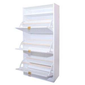 Eleganter dreitüriger geriffelter Schuhschrank MIA Cashmere Goldgriff 3/9