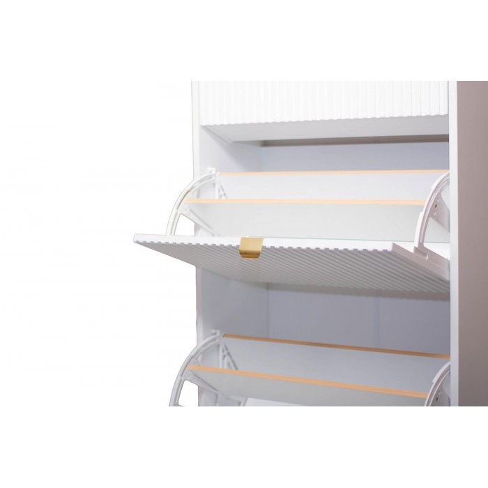 Eleganter dreitüriger geriffelter Schuhschrank MIA Cashmere Goldgriff