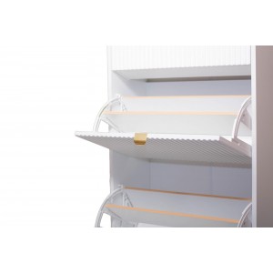 Eleganter dreitüriger geriffelter Schuhschrank MIA Cashmere Goldgriff 5/9