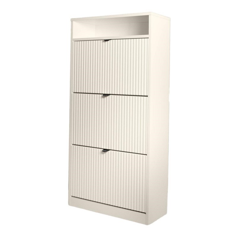 Kaschmir-Schuhschrank dreitürig geriffelt MIA schwarzer Griff 1/9