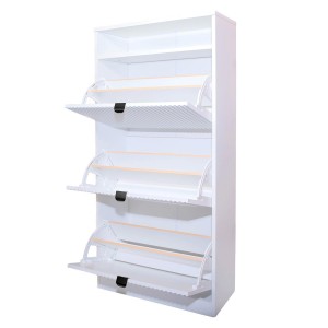 Kaschmir-Schuhschrank dreitürig geriffelt MIA schwarzer Griff 3/9