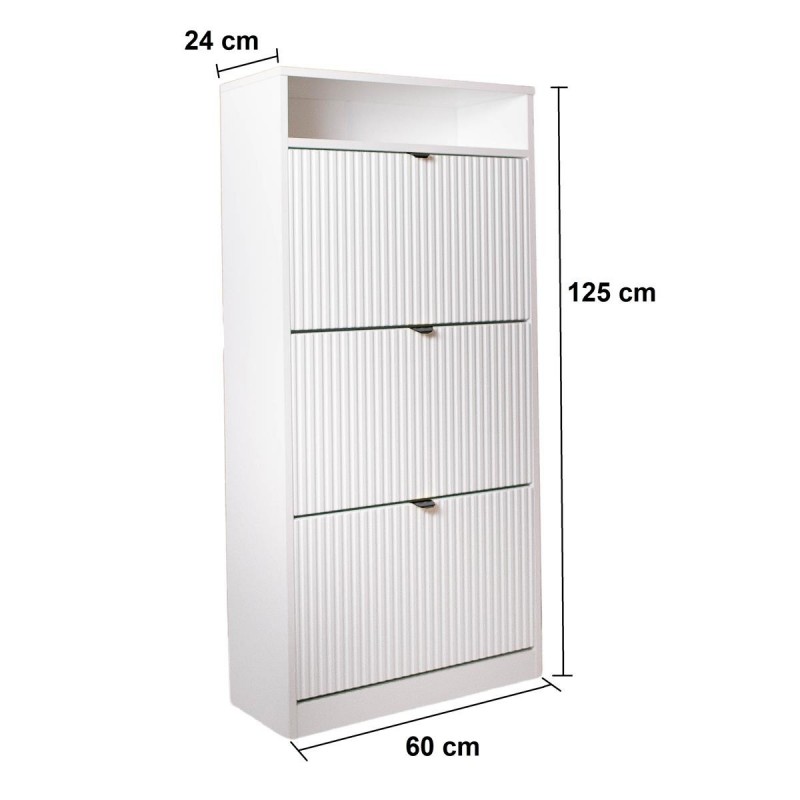 Kaschmir-Schuhschrank dreitürig geriffelt MIA schwarzer Griff 7/9