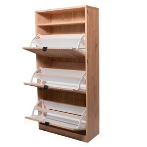 Geriffelte dreitüriger Schuhschrank MIA Eiche Artisan 3/9