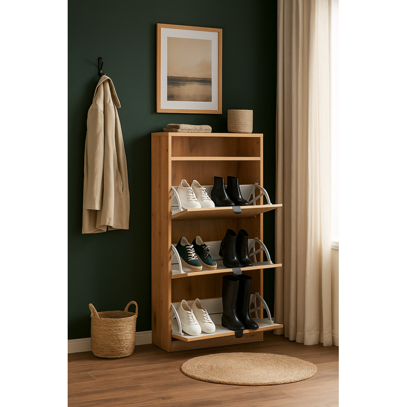 Geriffelte dreitüriger Schuhschrank MIA Eiche Artisan 5/9