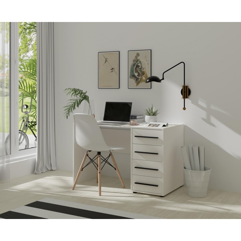 Moderner Schreibtisch MAXIVO mit Schubladen weiß für das Schlafzimmer 4/9