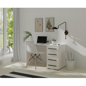 Moderner Schreibtisch MAXIVO mit Schubladen weiß für das Schlafzimmer 4/9