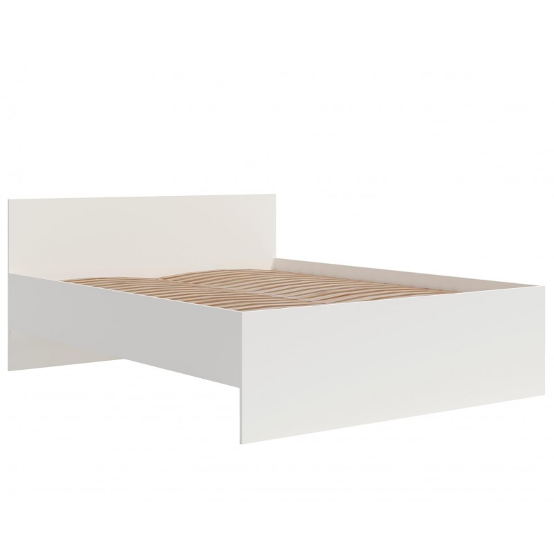 Modernes weißes Bett MAXIVO mit hohem Kopfteil und Holzrahmen für das Schlafzimmer