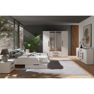 Modernes weißes Bett MAXIVO mit hohem Kopfteil und Holzrahmen für das Schlafzimmer 3/9