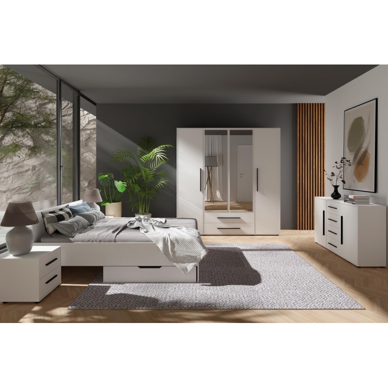 Moderne weiße zweitürige Kommode MAXIVO mit Schubladen für das Schlafzimmer 4/9