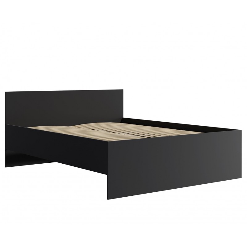 Modernes schwarzes Bett MAXIVO mit hohem Kopfteil und Holzrahmen für das Schlafzimmer 1/9