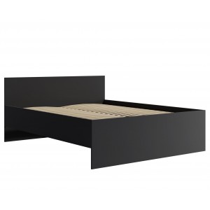 Modernes schwarzes Bett MAXIVO mit hohem Kopfteil und Holzrahmen für das Schlafzimmer 1/9