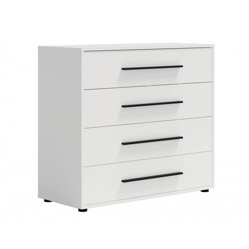 Kompakte weiße MAXIVO Kommode mit Schubladen und stilvollen Griffen für das Schlafzimmer 1/9