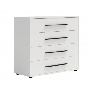 Kompakte weiße MAXIVO Kommode mit Schubladen und stilvollen Griffen für das Schlafzimmer 1/9